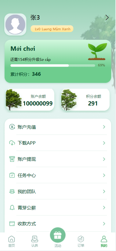 多语言投资理财系统/绿色种树/签到/任务/转盘/分销